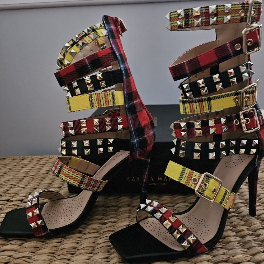 Multicolor Studded Strappy Heels